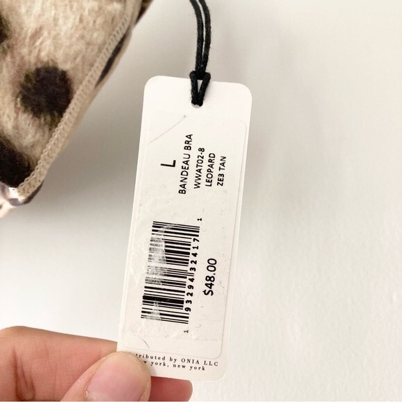 NWT We Wore What Leopard Bandeau Crop Top Athleisure ‎ Sports Bra L - Picture 7 of 7